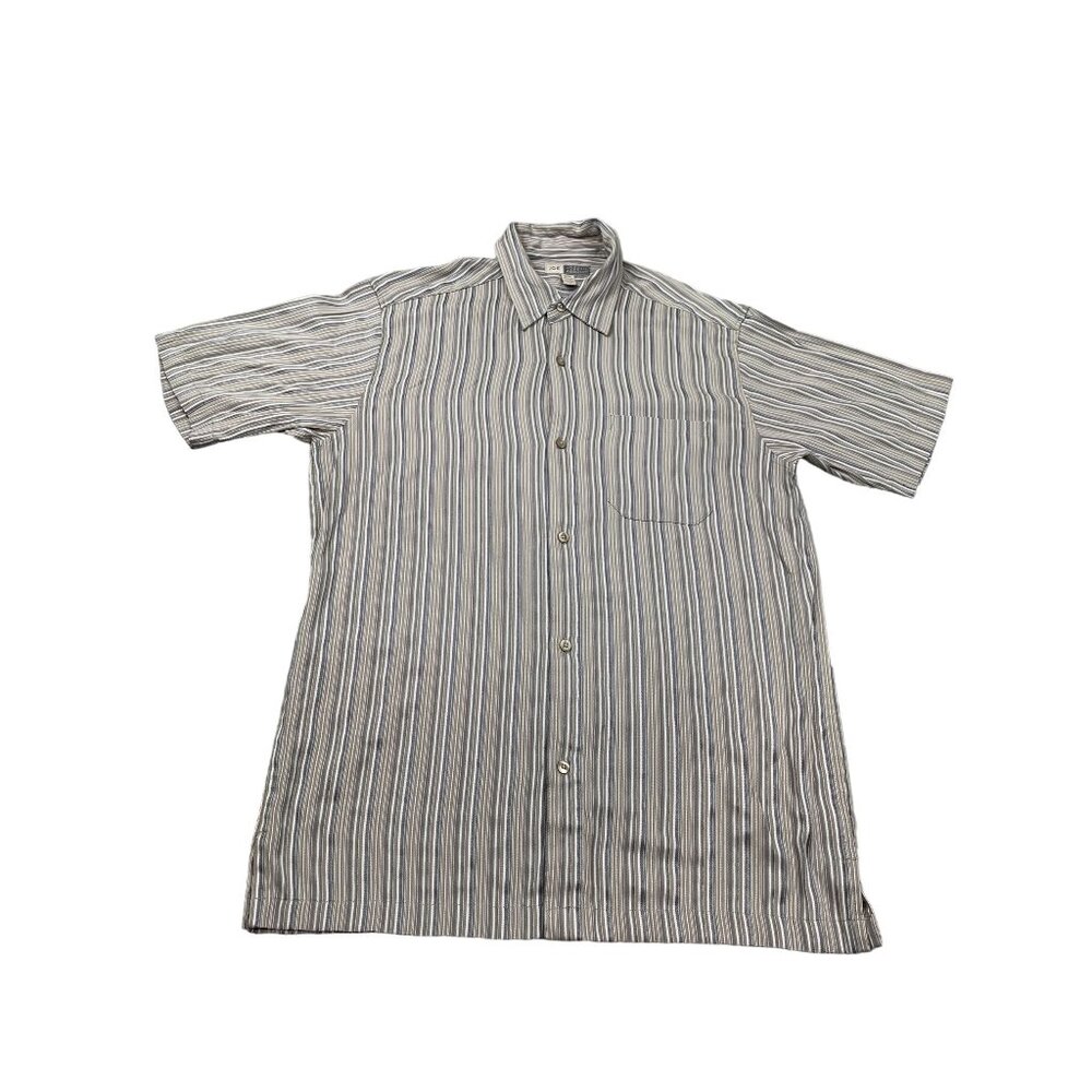 Joe Joseph Abboud Men's Medium Striped Short Sleeve Button-Down Bowling Shirt